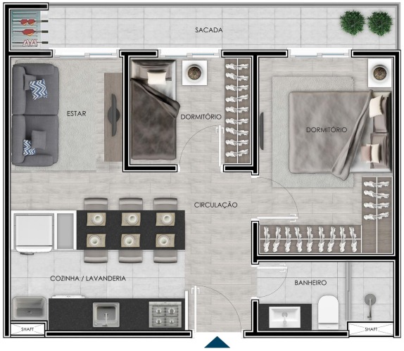 APARTAMENTO NA PLANTA GRAVATAÍ COM 2 DORMITÓRIOS